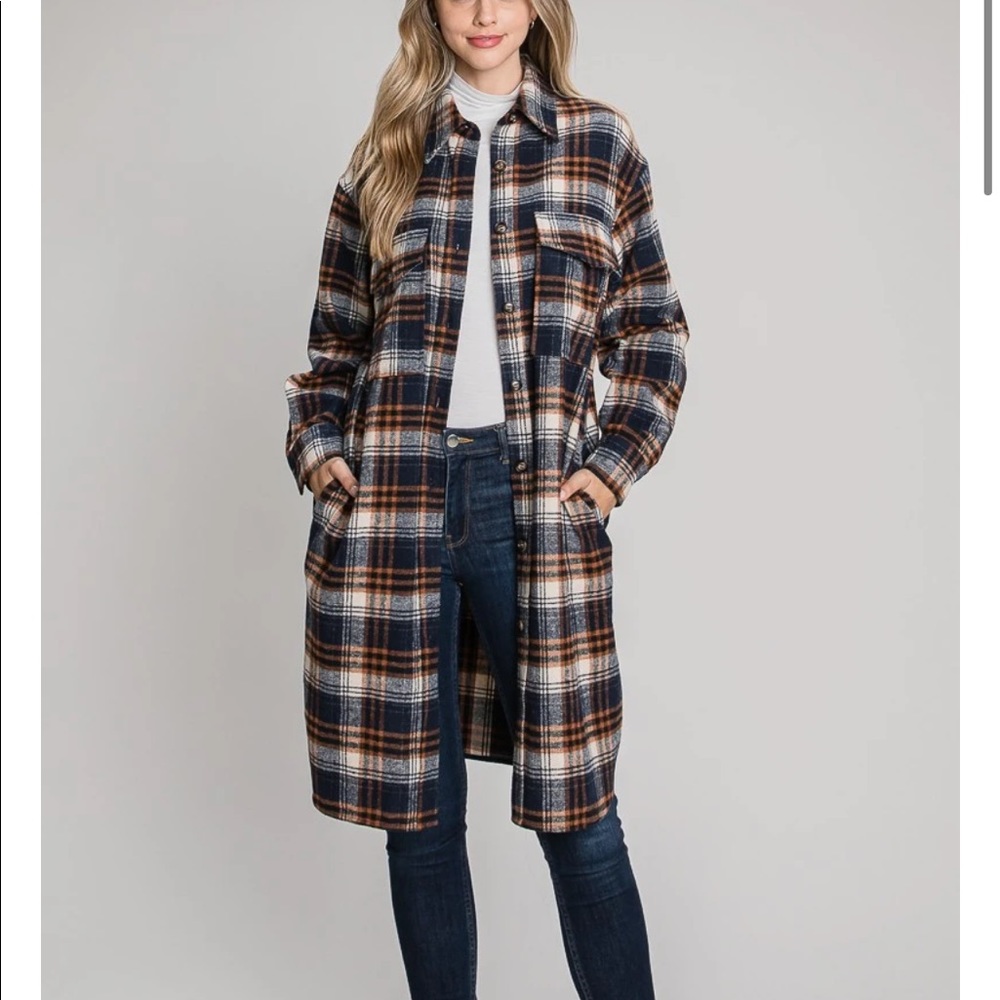 Long Flannel plaid shacket